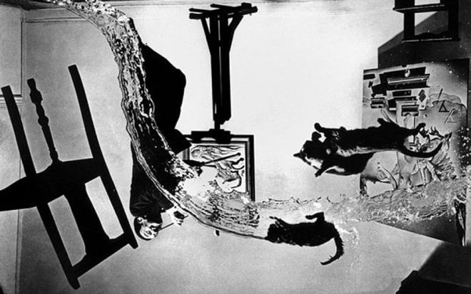 Dali (and three cats) in Philippe Halsman's Dali Atomicus