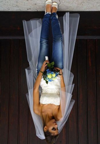 Bride wearing jeans